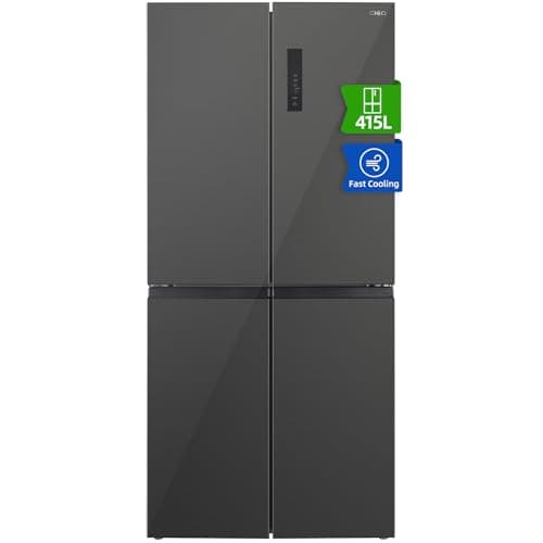 CHiQ Frigorifero americano Cross Door,Total No Frost, Grande capacità 415 Litri,Zona multi-temperatura Care+,SuperCool,182.5cm,compressore Smart Inverter,37db,Nero,Frigo 4 porte