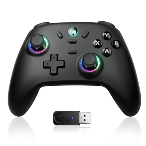 ECHTPower PC Wireless Controller, 1000Hz Gaming-Controller mit RGB/Hall-Joystick/Turbo/Vibration/800mAh Wiederaufladbare Batterie, Wireless-Controller für PC/Switch 2/Switch/Steam