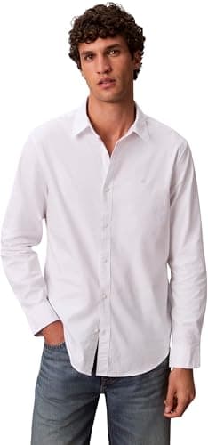 Calvin Klein Uomo Camicia Solid Oxford Classic Shirt Camicia Casual, Bianco (Brilliant White), M