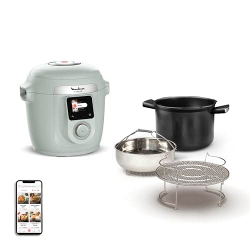 Moulinex Cookeo Wifi 10 en 1, Multicooker inteligente de alta presión, 10 modos de cocción, rápido, sin vigilancia, guía de cocción paso a paso, 6 L, CE96G310