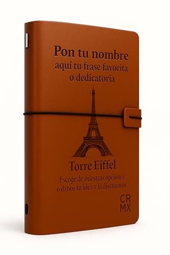 Libreta Personalizada Cuero Vacuno Grabado Laser Incluido Diario Hecho a Mano para Viajeros Escritores Estudiantes 90 Hojas Lisas Reemplazables 22x11 cm Regalo Boda Graduacion Navidad