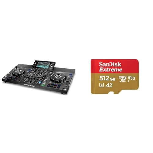 Denon DJ SC LIVE 4 - Standalone DJ Controller, 4-Channel Mixer & SanDisk Extreme microSDXC UHS-I memory card 512 GB + Adapter