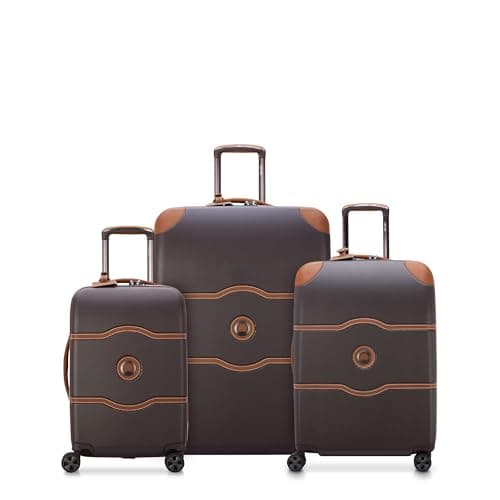DELSEY PARIS Chatelet Air 2.0 Hardside Luggage with Spinner Wheels, Chocolate Brown, 3 Piece Set, (19/24/28)