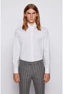 BOSS Mens Jason Slim-fit Shirt in Cotton-Blend poplin with Stretch White - 4