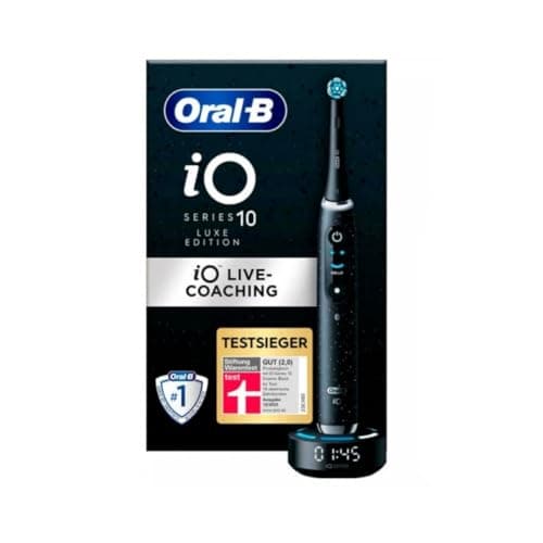 Oral-B iO Series 10 Luxe Edition Electric Toothbrush, Magnetic Technology, 7 Cleaning Modes for Dental Care, iOSense, Colour Display, Charging Travel Case, Designed by Braun, Black