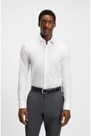 BOSS Herren H-HANK-C1-214 Slim-Fit Hemd aus elastischer Baumwoll-Popeline mit bügelleichtem Finish Weiß 38 - 3