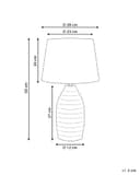 Lámpara de mesa estilo escandinavo base de cerámica pantalla de lino forma de tambor con aspecto de piedra pintada blanco crema Billy - 3