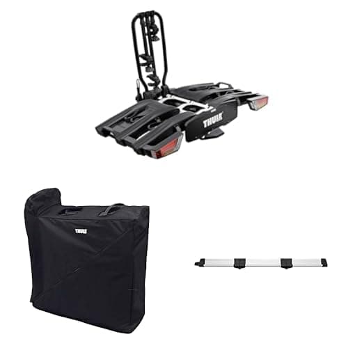 Thule Easyfold XT Portabicicletas engache de Remolque para 3 Bicicletas Negro con Bolsa de Transporte y rampa de Carga