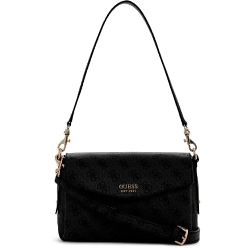 GUESS Brenton Flap Shoulder Bag Coal Logo
