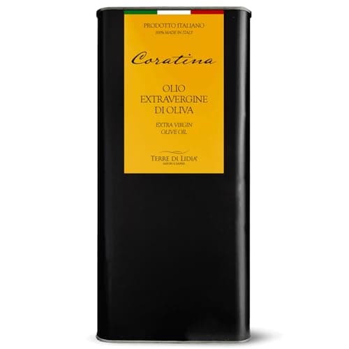Terre di Lidia - Olio extravergine di oliva - 1 Latta da 5 L- Filiera corta, Campagna 2025/2026, Estratto a freddo - Varietà Coratina, Gusto Intenso - Produzione 100% italiana