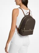 Michael Kors Rhea Medium Signature Logo Backpack Brown - 3