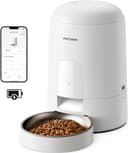 PETLIBRO Automatic Cat Feeder, Battery Operated, Smart WiFi App Control, Wireless Dry Food Auto Dispenser, Compact Design, Timed Biscuit Feeding, Easy to Use, Portion Adjustable (White, 2L) - 1