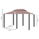 Outsunny Pavillon 3x4m Gartenpavillon mit 6 Seitenteilen Partyzelt Gartenzelt Festzelt mit Doppeldach Khaki - 7