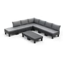 Keter Elements 7 Seater 100% recycled Outdoor Garden Furniture Modular Lounge Set - Graphite with Grey Cushions Fade Free | All Weather Resistant | Easy Clean | Zero Maintenance - 1