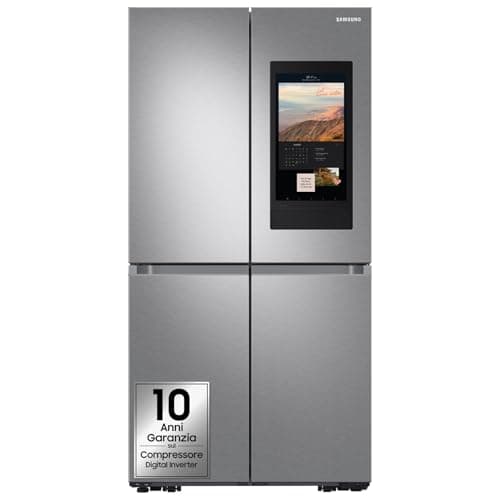 Samsung Frigorifero a 4 Porte Family Hub AI RF65DG9H0ESR/EF, Con AI Vision Inside, Wifi+AI Energy Mode, Beverage Center, Metal Back, 636 L, LxAxP: 91,2 x 183 x 72,3 cm, Inox Spazzolato