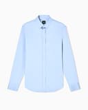Armani Exchange Mens Long Sleeve Solid Slim Button Down Shirt, Faded Denim, XXL - 1