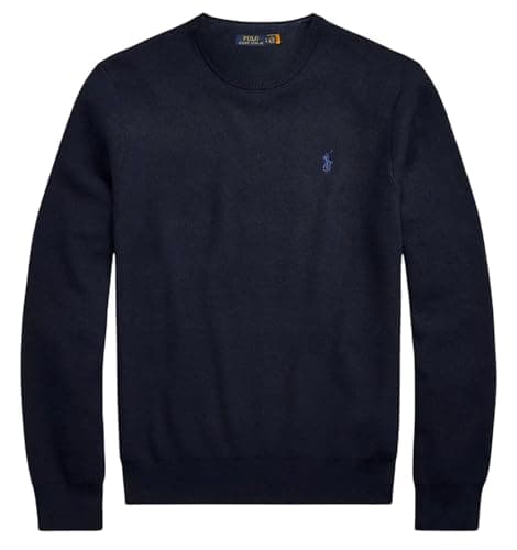 POLO RALPH LAUREN Men's Slim Fit Washable Merino Wool Crew Neck Jumper (UK, Alpha, L, Regular, Regular, Navy)