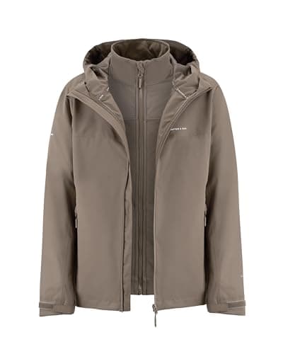 Kapten & Son Everyday 3in1 Funktionsjacke Taupe M | Regenjacke Damen & Herren Beige mit herausnehmbarer Fleecejacke | Outdoor Jacke mit 10.000 mm Wassersäule, aktungsaktiv, winddicht