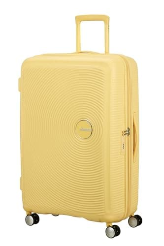 American Tourister Soundbox - Valigia Rigida Grande, 77 cm - Trolley con 4 ruote, Serratura TSA, Espandibile e Leggera, 97/110L, Giallo (Pastel Yellow)