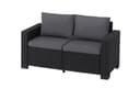 Allibert by Keter Gartenlounge Sofa California 2-Sitzer, graphit/cool grey, inkl. Sitz- und Rückenkissen, Kunststoff, runde Rattanoptik, 141x68x72 cm - 1