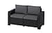 Allibert by Keter California Garden Lounge Sofa 2-Seater Graphite / Cool Grey including Seat and Back Cushion Plastic Round Rattan Look 141 x 68 x 72 cm - 1