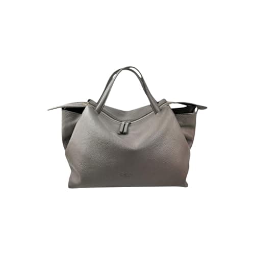 Cheval Firenze Algedi Handtasche, echtes Leder, hergestellt in Italien, hellgrau