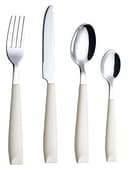 EXZACT Besteckset 16-teilig – Edelstahl-Besteck mit farbigen Griffen, angenehm zu halten, spülmaschinengeeignet (Creme x 16) - 1