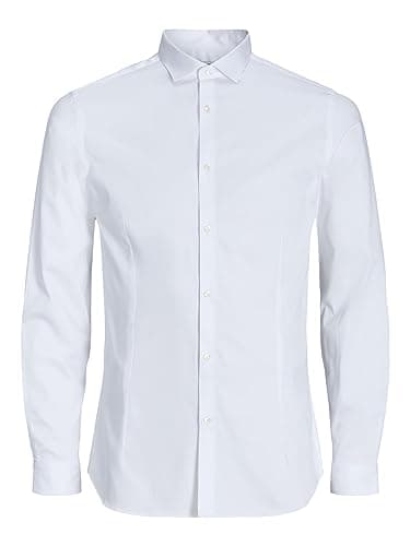 JACK & JONES Herren Freizeit Hemd JJPRPARMA Slim Fit Weiss Blau Schwarz XS-XXL, Größe:XS, Farbe:White SUPER Slim 12097662
