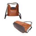 Lusso in pelle Genuine Italian Grain Leather Convertible Backpack – Shoulder & Crossbody Bag (Tan/Chocolate) - 3
