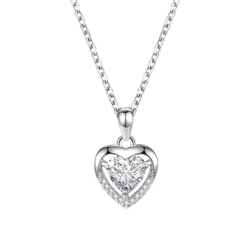 HinDaLi Collana Argento 925 per Donna e Bambina - Ciondolo Cuore con Zirconia Cubica - Gioiello Elegante per Ragazza