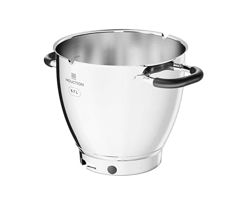 Kenwood Cooking Chef 6.7L Bowl KAB90.000SS, Edelstahlschüssel mit Griffen, Spülmaschinenfest, Interne Skala, Kompatibel mit Kenwood Chef XL und KCC90, Edelstahl-Satin-Finish