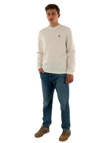 Calvin Klein Men’s Waffle Badge Long Sleeve Top with Round Neck, Beige (Tofu), XL