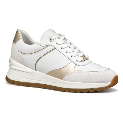 Geox Damen D Desya Sneaker, White Lt Gold, 39 EU