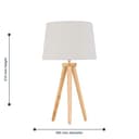 Modern Light Oak Table Lamp or Bedside Light, Wood Tripod Design, Natural Linen Shade - 5