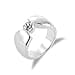 ALEXCRAFT Anillo Chunky Mujer Plata, Anillos de Abierto Ajustable, Anillos Solitario Circón Apilable, Hipoalergénico, Acero, Anillo Amistad Pareja, para Mujeres, Niñas y Hombres - 1