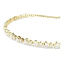 Swarovski Matrix Tennis Armband, Vergoldetes Cupchain-Armband mit Weißen Kristallen und Kugelschiebeverschluss, Armbandlänge: 12-24 cm, Armbandbreite: 0.2 cm - 4