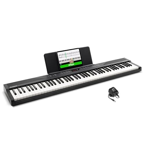 Alesis Pianoforte Digitale 88 Tasti con 480 Suoni, Pianola Altoparlanti, USB MIDI, Leggio per Spartiti o Tablet e Lezioni per Principianti