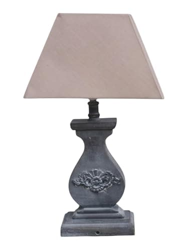 Modern Tall Wooden Washed Table Lamp - Traditional Shabby Chic Design with Taupe Linen Shade, Wood Effect Finish for Living Rooms, Bedrooms, or Hallways Decor (32cm Light Blue with Cream Shade)