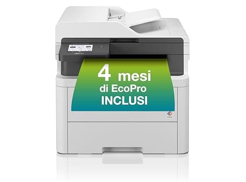 Brother MFCL3740CDWE Multifunzione LED a Colori Ecopro ready| 18 ppm | Stampa Fronte/Retro|Display Touch 8,8 cm| USB, LAN e Wi-Fi |Cassetto da 250 fogli|ADF 50 fogli|Toner inclusi da 500 pag