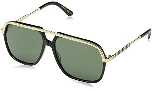 Gucci Unisex - Adulto GG0200S 001 Occhiali da sole, Nero (1/Green), 57