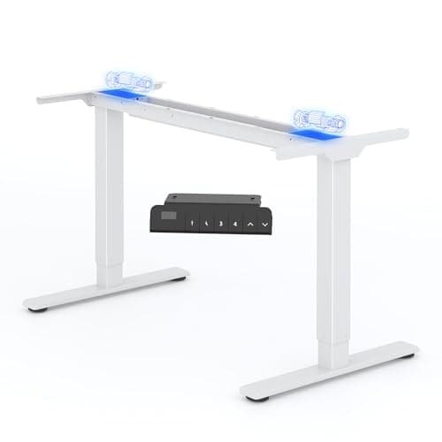 FLEXISPOT E1 Pro Escritorio Elevable Eléctrico con 2 Motores y 2 Patas Escritorio Ajustable en Altura de Acero con 4 Funciones de Memoria Standing Desk, Carga de 100kg(Marco en Blanco)