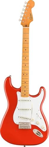 Squier by Fender Classic Vibe '50s Stratocaster Electric Guitar, Maple Fingerboard, Fiesta Red, a Tribute to the Iconic 1950s Strat