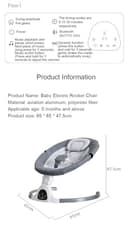 GLOKID Sdraietta Neonati Elettrica，Elettrica Altalena，2in1 Sdraietta dondolo per neonato da 0 fino a 15kg，Cintura di sicurezza a 5 punti，Elettrico per Neonati con telecomando e Bluetooth (YLYGREY) - 6