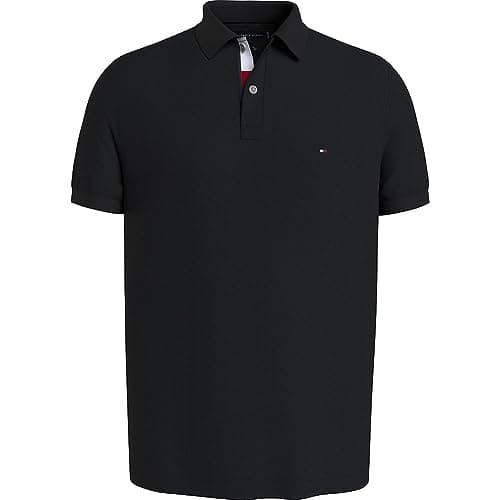Tommy Hilfiger Polo de Manga Corta Hombre Regular Fit, Negro (Black), S