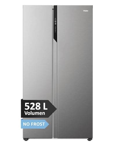 Haier Side-by-Side Kühl Gefrierkombination, freistehend I Kühlschrank Side by Side 177,5 x 90,8 x 65,9cm I Side by Side Kühlschrank, No Frost 528 L I Touch-Display, LED I SBS 90 SERIE 5 HSR5918DNMP