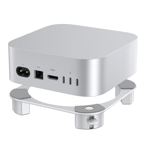OMOTON Aluminium Stand for Mac mini M4 and M4 Pro, Easily Accessible Power Button, Ventilation & Cooling Desktop Holder Mount, Stable and Non-Slip Stand, Silver