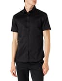Armani Exchange Herren Stretch Satin Slim Freizeithemd, Schwarz, S - 1