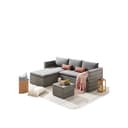 EVRE Malibu Rattan Garden Furniture Set 5 Piece 3 Seater Sofa 1 Ottoman Footstool Patio Outdoor Wicker Weave Lounge Sofa and Coffee Table (Grey) - 1