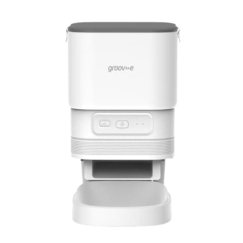 Groov-e Pet-Tech Smart Wi-Fi Pet Feeder – Automatic Cat and Small Dog 4L Dry Food Dispenser, Smart WiFi App Control, Up to 10 Meals Daily, Personalised Meal Call – Battery or Mains Powered – White