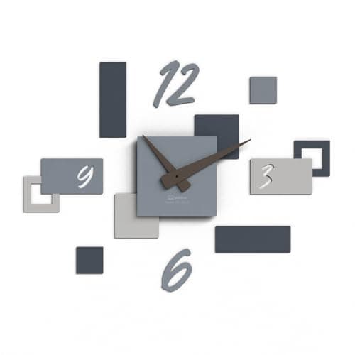 Giallobus - Reloj Geotime - Stone - Madera de MDF - Geotime - 06S_Hurricane - Reloj de Pared Moderno - Números Adhesivos 3D - Construcción Modular